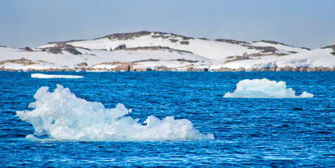 Iceberg, Blue Ice floes, Drift floating Ice, Arctic, Spitsbergen, Svalbard, Norway, Europe