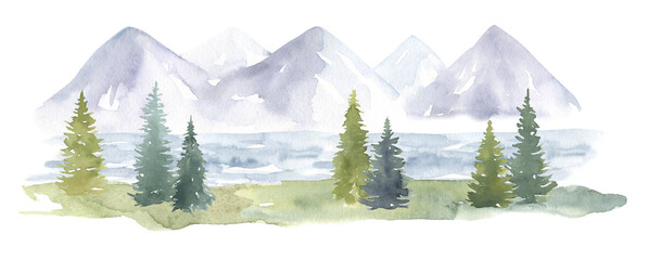 Watercolor Mountain Landscape