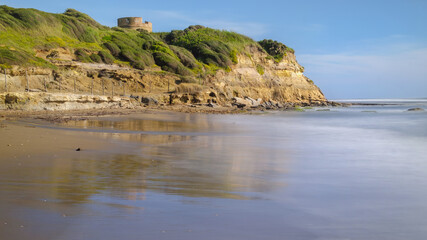 Tor Caldara natural reserve beach during sunset , Lavinio , Anzio , Rome , Italy