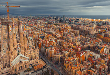 BARCELONA, SPAIN -April 2021.  La Sagrada Familia in Barcelona.