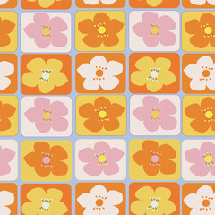 Retro simple florals seamless pattern background design.