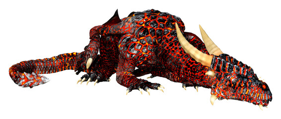 3D Rendering Fairy Tale Dragon on White