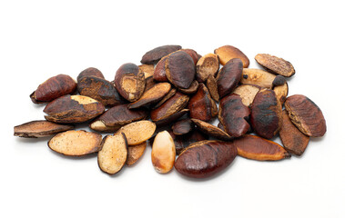 Group of Kaua (Irvingia malayana) roasted isolated on a white background.