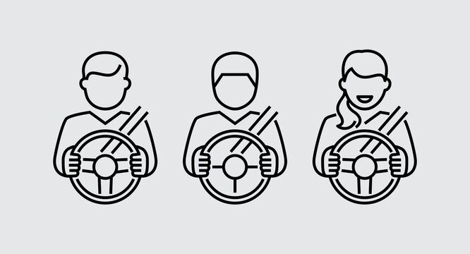 Car Driver Vector Line Icon