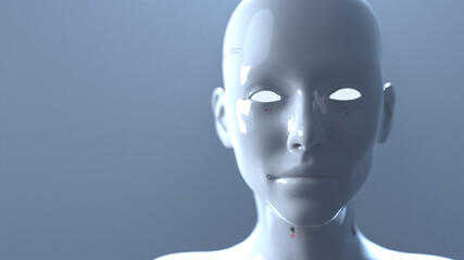 portrait of a robot woman close up concept of robotics and artificial intelligence