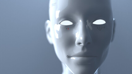 portrait of a robot woman close up concept of robotics and artificial intelligence