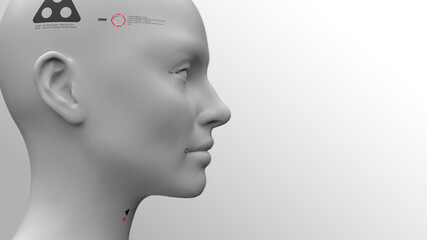 portrait of a robot woman close up concept of robotics and artificial intelligence