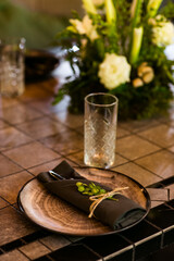 beautiful and festive table setting in eco style