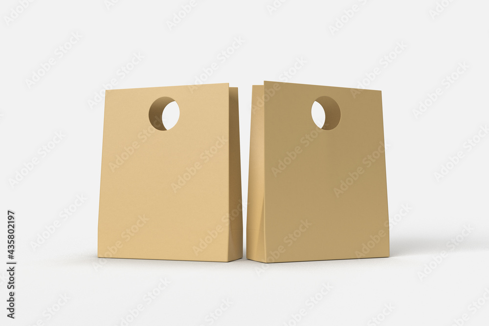 Wall mural mockup of two paper shopping bag