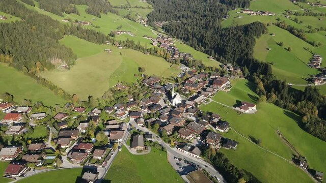 A 4K footage of the beautiful village of Alpbach in the Austrian Alps