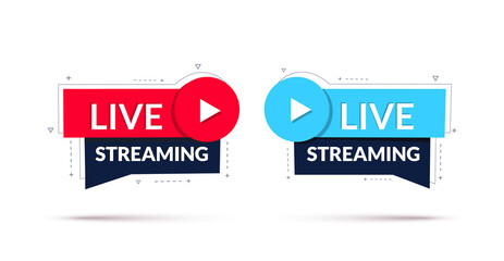 Live streaming sign. Geometric banner of online live streaming or broadcast. Vector illustration