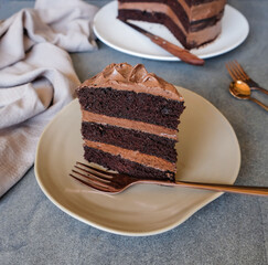 Homemade tasty pastry / Frosted Dark Chocolate  Cake / Good snacks for nibbling between meals, party, birthday and happy occasion
