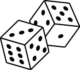 Pair of dice to gamble or gambling in craps line art vector icon for casino apps and websites - obrazy, fototapety, plakaty