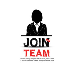 Join our team concept design with businesswoman icon