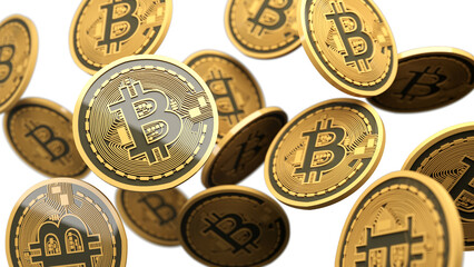 Bitcoin 3d render background image.