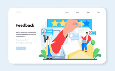 Feedback web banner or landing page. Idea of customer review.