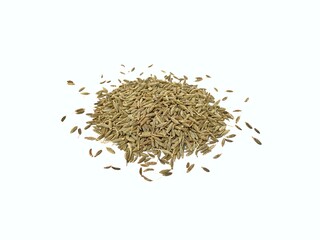 Cumin seeds on a white background