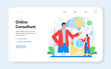 Online consultant service web banner or landing page. Research