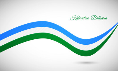 Happy national day of Kabardino-Balkaria. Creative shiny wavy flag background with text typography.