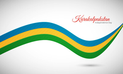 Happy independence day of Karakalpakstan. Creative shiny wavy flag background with text typography.