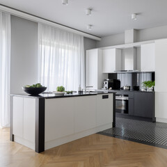 Spacious kitchen with island