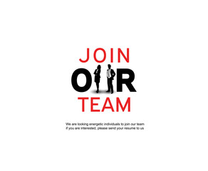 Join our team with businessman and businesswoman concept design isolated white background