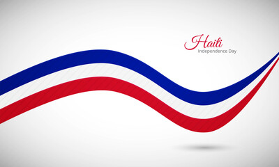 Happy independence day of Haiti. Creative shiny wavy flag background with text typography.