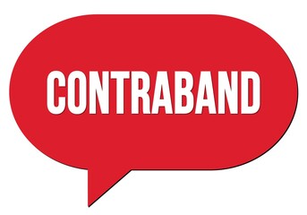 CONTRABAND text written in a red speech bubble