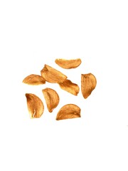fried garlic chips on white background