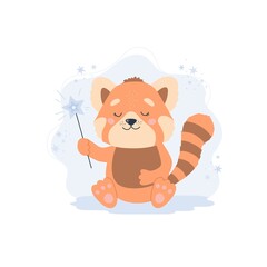 Cute red panda. Baby animal concept illustration for nursery, character for children