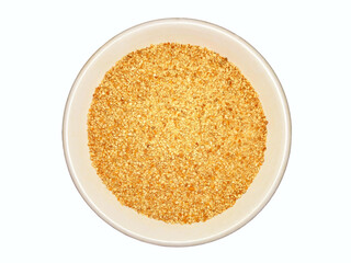 Ground roasted rice isolated on white background