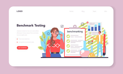 Benchmarking web banner or landing page. Idea of business development