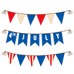 Decoration set of garlands for USA national holidays, events, banners, posters, web... Fourth of July vector illustration