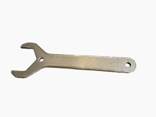 Old wrench isolated on white background