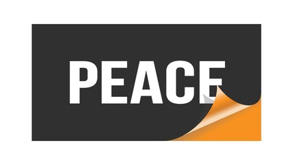 PEACE text written on black orange sticker.