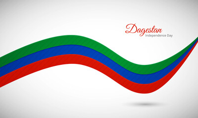 Happy independence day of Dagestan. Creative shiny wavy flag background with text typography.