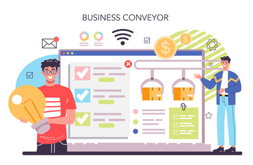 Fototapeta na wymiar Business conveyor online service or platform. Business development