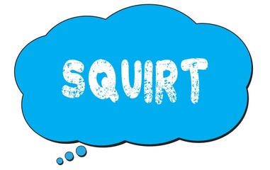 SQUIRT text written on a blue thought bubble.