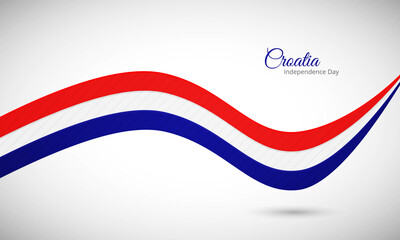 Happy independence day of Croatia. Creative shiny wavy flag background with text typography.