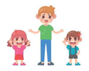 dad with kids fighting ague Premium Vector
