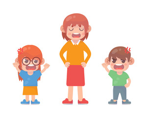 Mom with kids fighting ague Premium Vector
