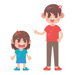 dad try to talk with angry kid girl Premium Vector

