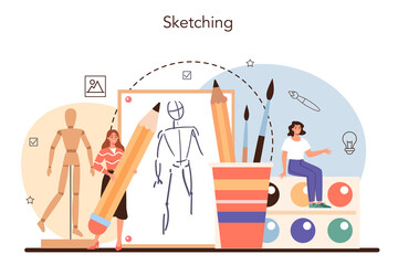 Illustration designer. Artist drawing picture for book and magazines