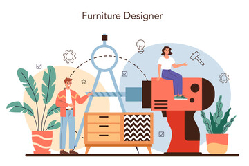 Furniture designer concept. Industrial design artist creating modern