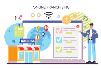 Business mechanism online service or platform. Idea of money increase