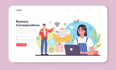 Business negotiations web banner or landing page. Business meeting