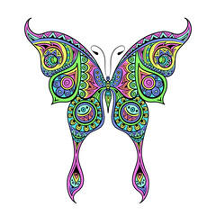 Vector illustration. Patterned abstract butterfly. EPS 8