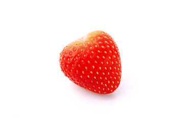 Strawberry with shadows without leaves in a close-up on a white background, isolated