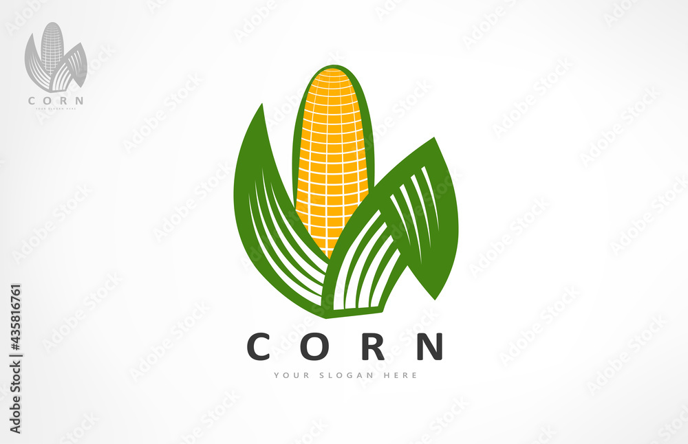 Poster ear of corn logo vector. food design.