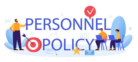 Personnel policy typographic header. Business ethics. Corporate organization
